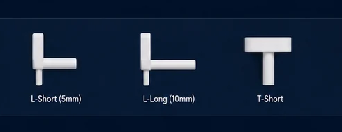 Exact short, long, and T-shaped Rovixy Click adapter shafts
