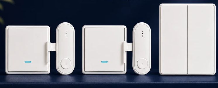 Bedroom Duo Kit with two actuators and one two-button wireless wall controller