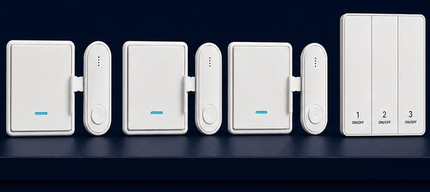 Whole Room Trio Kit with three actuators and one three-button wireless wall controller